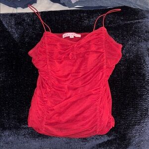 Fashion Nova Red Ruched Sleeveless Camisole